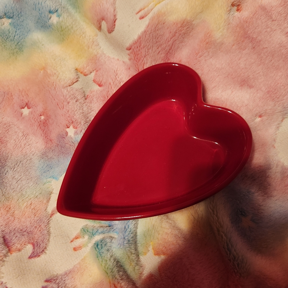 Red Heart Shaped Ceramic Dish